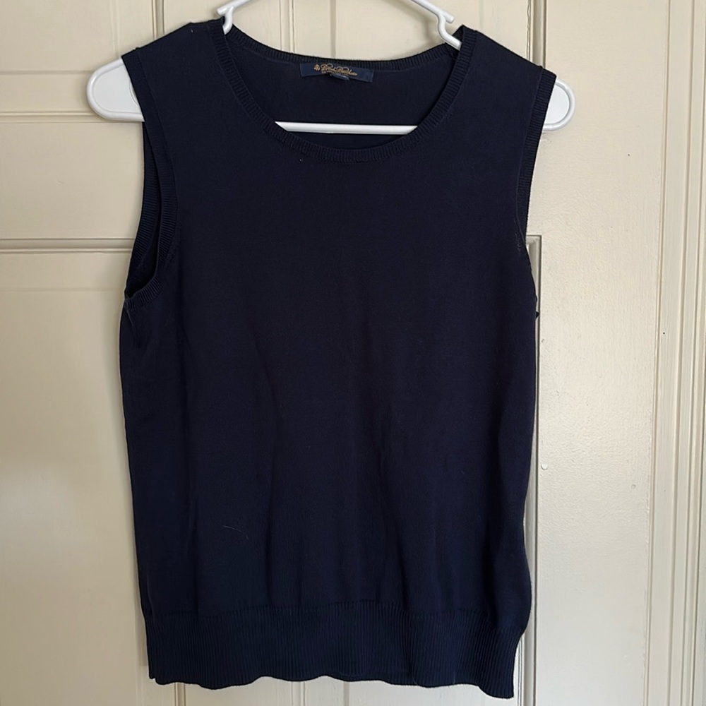 Brooks Brothers supima cotton Women Sweater Vest shell Navy Sz M